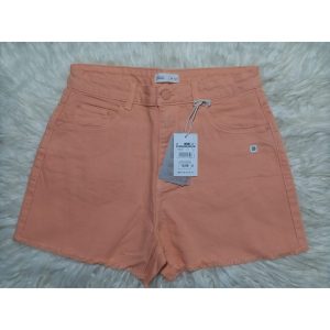 women orange denim shorts