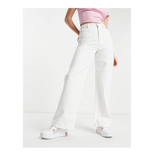 White High Waist Wide Leg Cropped hem Women jeans